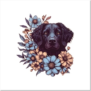 Dog & Flowers Posters and Art